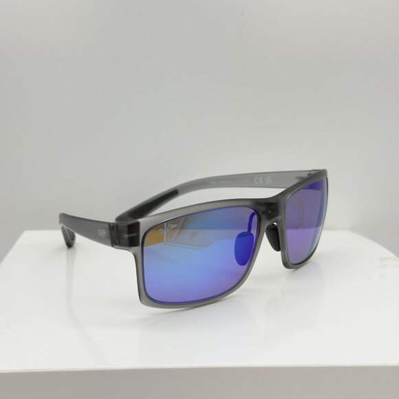 Maui Jim Pokowai Arch B439-11M Translucent Grey Sunglasses Polarized Blue Lens - Picture 2 of 12